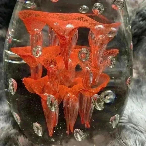 Large Teardrop or Egg form Art Glass  , orange colored and controlled helix - Picture 16 of 16